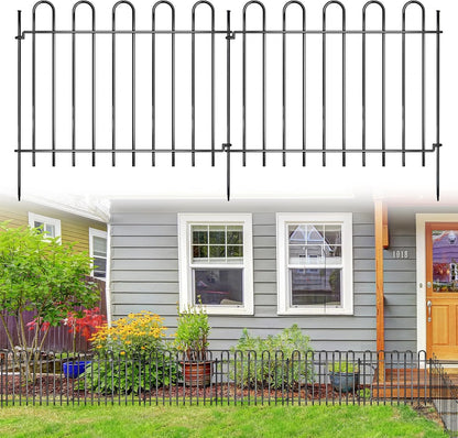 12 Panels Decorative Garden Fence, 17ft X 20in Rustproof Metal Animal Barrier Fence, No Dig Fence Garden Fence, Arched Flower Bed Edging Ornamental Wire Border Fencing for Outdoor Yard, Patio Deco