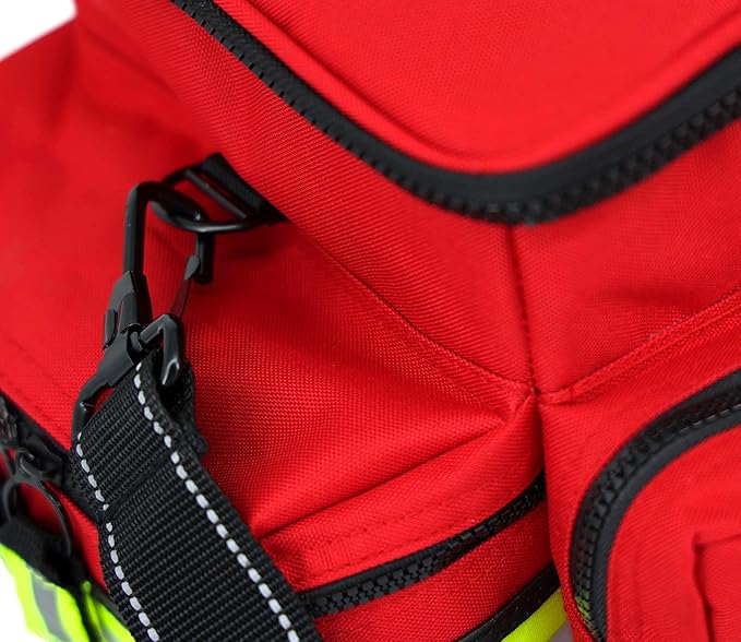 Lightning X Mid-Sized First Responder EMT Bag | LXMB25 | Fully Stocked w/ 240+ First Aid, EMS & Trauma Supplies - RED