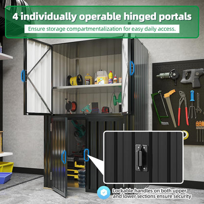 AECOJOY Large Outdoor Storage Cabinet Waterproof with Shelves, Lockable Vertical Outdoor Cabinet, Large Storage Shed Tall Weatherproof Cabinets Garden Sheds & Outdoor Storage Clearance in Dark Grey