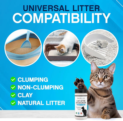 NonScents Cat Litter Deodorizer - Litter Box Odor Eliminator - Less Scooping Extends Kitty Litter Lifespan - Fragrance-Free Formula Eliminates Unpleasant Cat Odors - Fresh Scent Litter Pans (4-Pack)