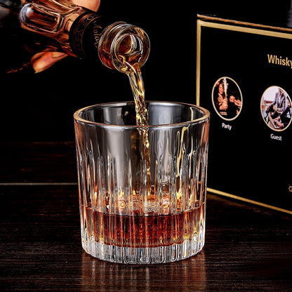 Whiskey Glasses Set of 4,Lead-Free Crystal Old Fashioned Glass,300ml Rocks Glass Tumblers for Drinking Bourbon,Cognac,Irish Whisky,Whiskey Gifts for Men