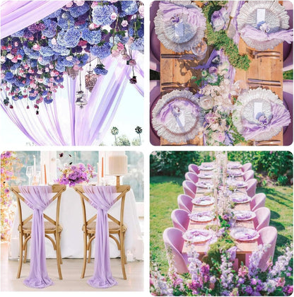 Sioloc 5 Pack Lilac Purple Lavender Cheesecloth Table Runner Fall Autumn Decor for Home 10ft Table Cloth for Tea Wedding Birthday Party Baby Bridal Shower Halloween Thanksgiving