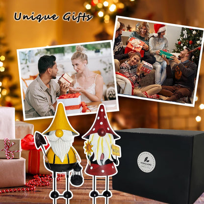 HONGLAND Metal Gnome Yard Art -18 Inch Metal Gnome Statue Garden Decor -3D Garden Outdoor Decorations -Christmas Holiday Lawn Patio Yard Garden Decor