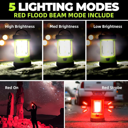 Rechargeable Camping Lantern, 3000LM 5 Light Modes Camping Light 4400 Capacity Phone Charger LED Impact-Resistant Flashlight Lantern Portable Waterproof Hurricane Lanterns for Emergency(Pale Green)