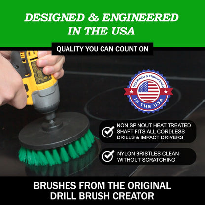 Drillbrush Green Kitchen Drill Brush Set – Drill Powered Cleaning Tools for Stainless Steel Sink, Copper Sink, Stove Top, Oven, Air Fryer & Cabinets – Must-Have Kitchen Accessories for Fast Cleaning