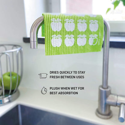 Nordhus Design Swedish Dishcloths,10 Cloths, Made in Sweden - Reusable, Washable Cellulose Cotton Kitchen Cloths - Replace Paper Towels, Wipes, Sponges, Dish Rags