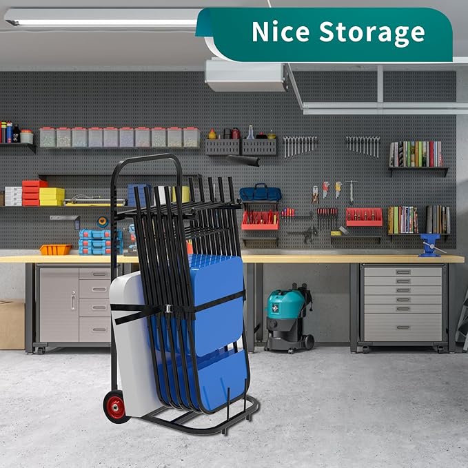 Folding Chair and Table Cart, Small-Sized Chair Storage Cart with 5 Inch Wheel Portable and Nice Solution to Storage and Move A Set of Folding Chair and Table with 200 LBS Weight Capacity