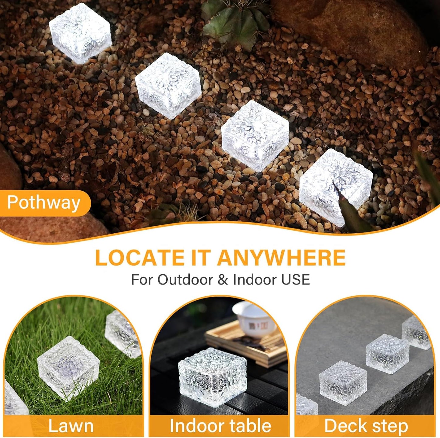 Solar Brick Lights - Outdoor Waterproof Patio & Garden Decor (3 Packs) for Patio, Yard, Walkway, Pathway