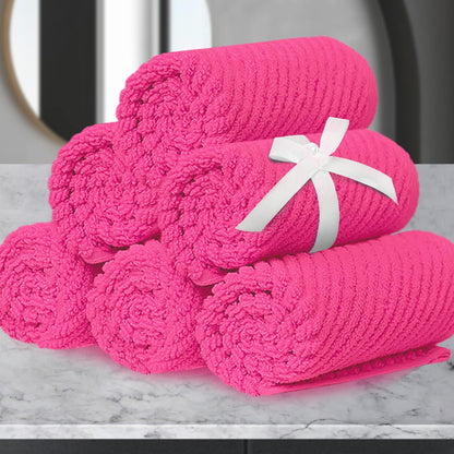 VOOVA & MOVAS Pink Washcloths (6PC, 13"x13") - 100% Cotton | Lightweight | Thick | Quick Dry | Soft | Absorbent, Luxury Towels for Face, Fluffy Wash Cloths for Bathroom, Towel Gift Set, Hot Pink