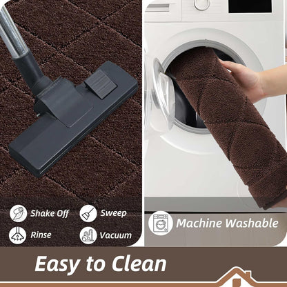 BEQHAUSE Dirt Trapper Door Mat 32" x 48", Doormat Non-Slip Entryway Rugs Washable, Dog Door Mat Stain Resistant and Absorbent Welcome Floor Mat for Front Back Door, Muddy Wet Shoes & Paws, Brown