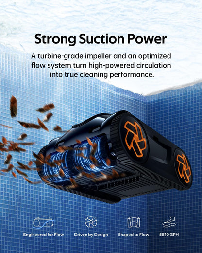 Pool Cleaner K40, 4H Runtime Cordless Robotic Pool Vacuum for Inground & Above Ground Pools, AI Timer, Smart Navigation, Self-Parking, App Support, Touchscreen, Cleans Floor, Wall & Waterline