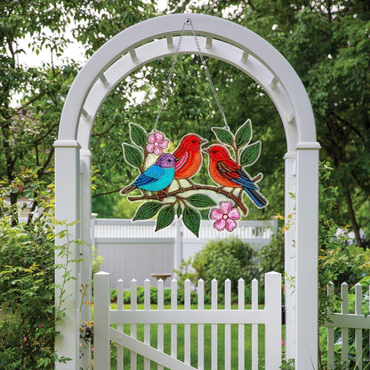 Diamond Art Suncatchers Hanging Kits, Hummingbird Diamond Art Painting Ornaments for Adults, Spring Birds Acrylic Board Gem DIY Painting Kit Window Wall Home Crafts Pendant Christmas Gift