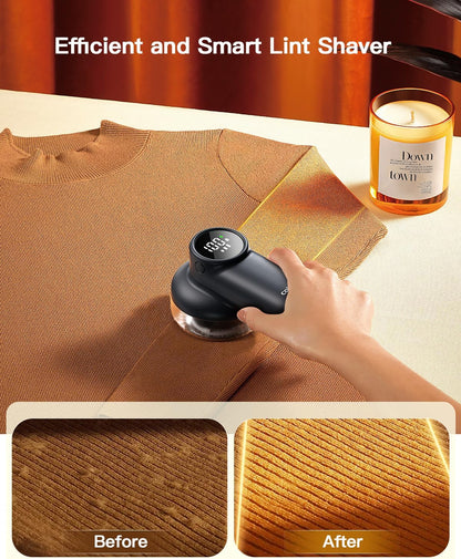 coldSky Rechargeable Fabric Shaver, Lint Shaver with Digital Display, Sweater Shaver with 6-Leaf Blades and Safety Lock, 3-Speeds Defuzzer Remove Fuzz, Pills from Clothes, Furniture, Sofa, Dark Gray