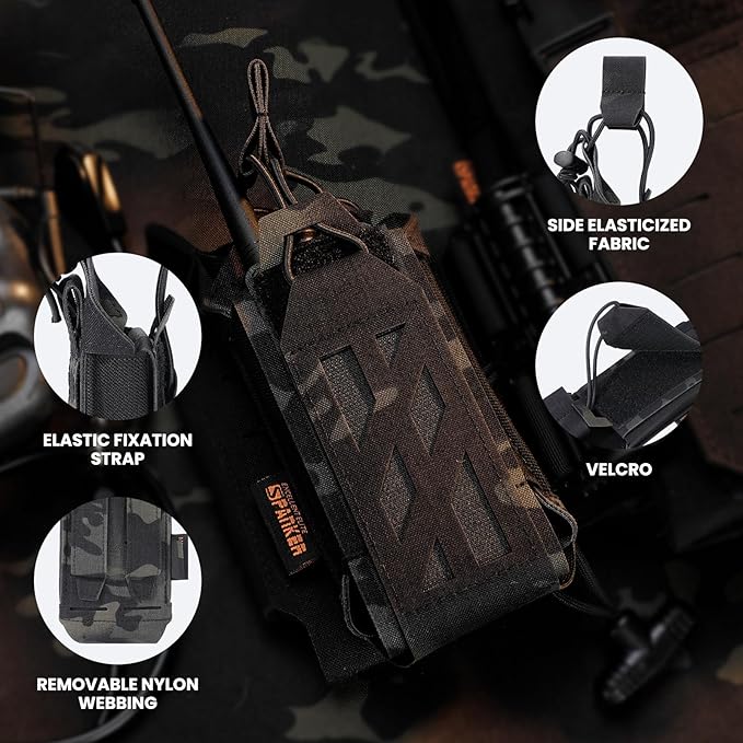 EXCELLENT ELITE SPANKER Tactical Universal Radio Holster Holder Molle Radio Pouch Adjustable for Duty Belt,Vest for Two Ways Walkie Talkie