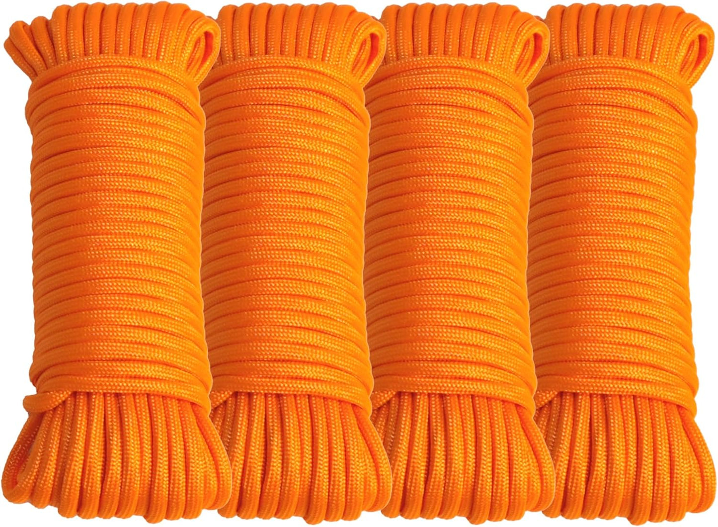 Braid 7 Strand Outdoor Survival Paracord Polyester Rope Nylon Rope Mix Thick Heavy Duty Ropes 5/32'' 50ft 4Packs High Strength Perfect for Clothesrope Camping Hiking and Other Outdoor Activities