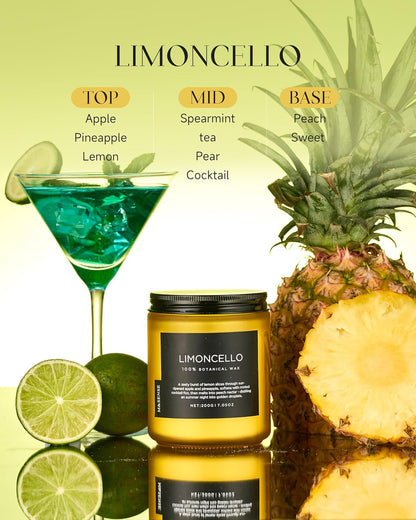 M&SENSE Limocello Summer Scented Candle, 7.05oz 50 Hours Long Lasting Burn Non Toxic Natural Soy Wax Lemon Highly Scented for Home Decor, 2 Wick Relaxing Candle Gifts for Yoga Spa Meditation