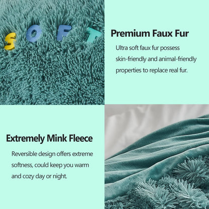 GONAAP Fuzzy Faux Fur Throw Blanket Light Teal Super Soft Cozy Plush Fuzzy Shaggy Blanket for Couch Sofa Bed (Light Teal, Throw(50"x60"))