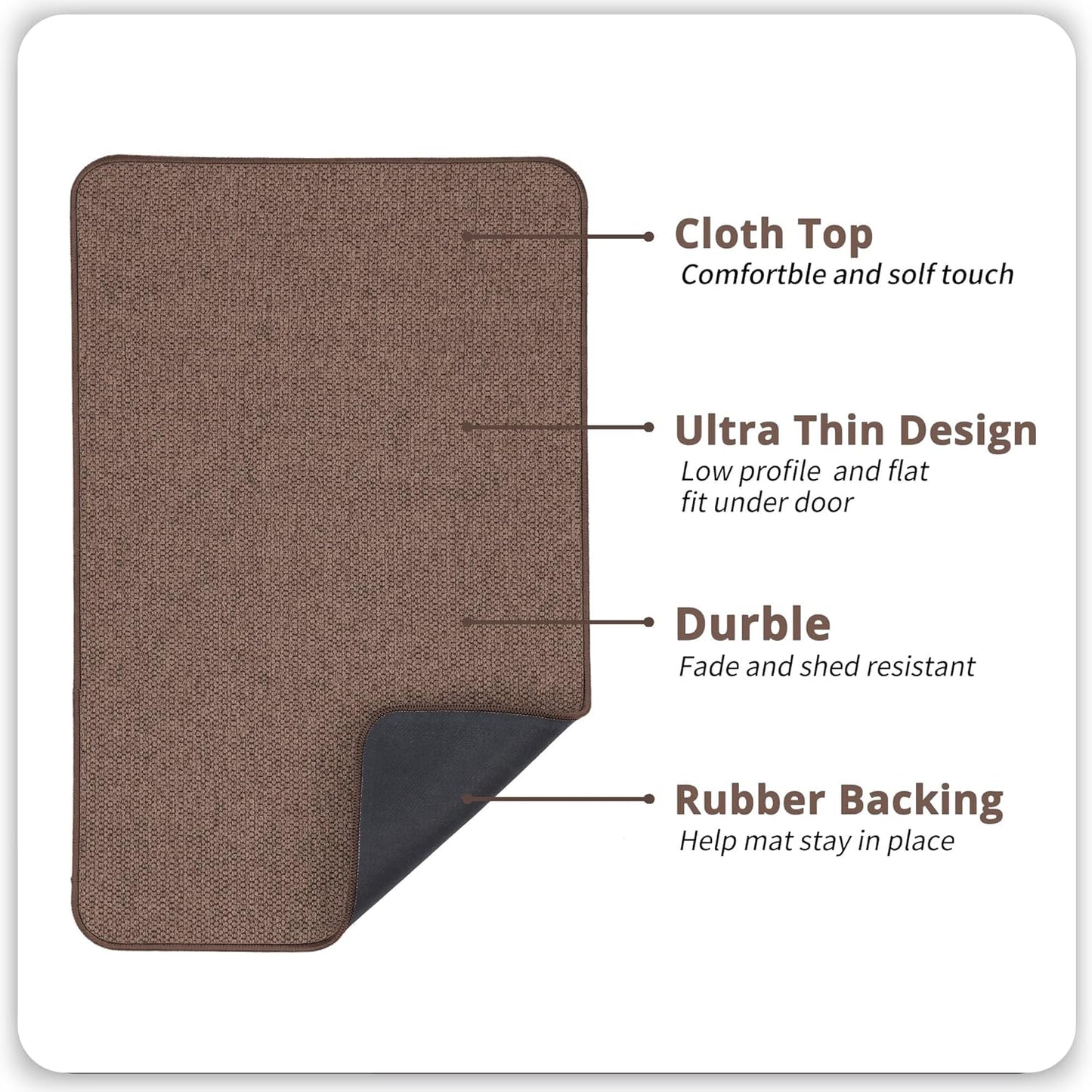 Bath Mat,Ultra Thin Bathroom Rugs,Rubber Bath Mats for Bathroom,No Slip Bath Rugs,Quick Dry,Machine Washable,Low Pile,Absorbent,Shower Outside,Sink,Home Decor Accessories.Brown,1'5"x2'3"(2 Pack)
