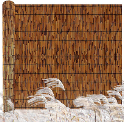 Natural Reed Fencing,4FT X 16.4FT Reed Screen Balcony Reed Fence Bamboo Screen Fencing for Outdoor Backyard Patio（Brown）