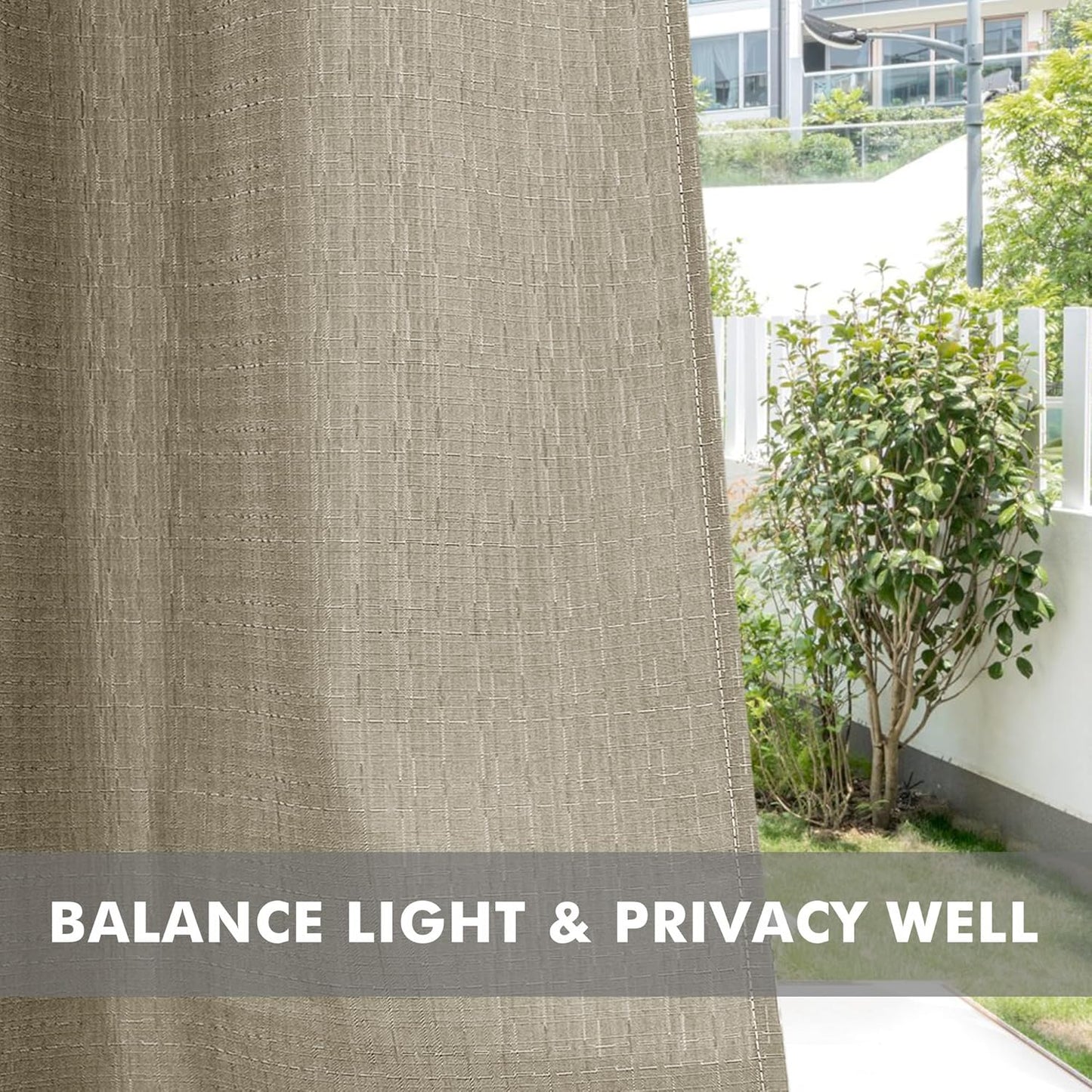 HolidayIdeas 4 Panels Linen Outdoor Curtains for Patio Waterproof Taupe Outside Curtains 54"x120"-Gazebo Curtains Weighted Weatherproof, Privacy for Pergola, Porch, Cabana, Living Room