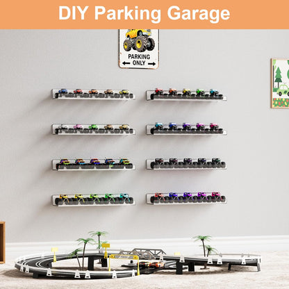 upsimples 14 Pack Acrylic Shelves Wall Organizer and Storage, 15" Display Shelf for Figure, Toy Cars, Perfume, Kids Bookshelf for Bedroom, Nursery, Craft Room, Clear