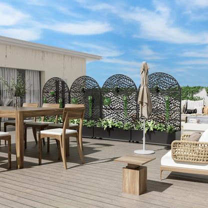 Casaphoria Metal Raised Garden Bed with Trellis and Wheels, 72"x47"x16" Arched Planter Box for Climbing Plants, Vegetables & Vines, Features Drainage Holes and Privacy Screen (Black-Spring)