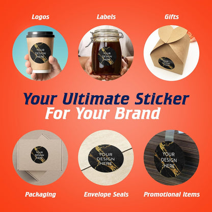 100 Custom Vinyl Stickers - Upload Your own Image, Text, Design, Logo - Personalized Logo Labels for Handmade, Packaging, Bottle, Jars, Candle, Brand Stickers (Black Gold Marble, 3x3)