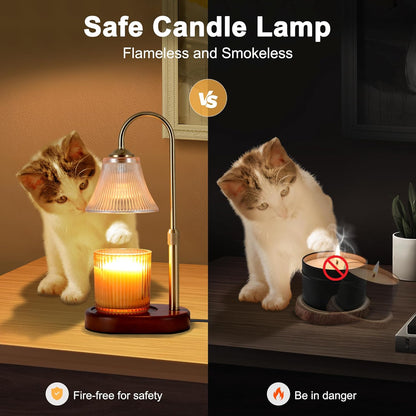 Candle Warmer Lamp,Candle Warmer lamp with Timer for Jar Candles with 2 Bulbs,Decor Mom Christmas Birthday Gifts for Women,House Warming Gifts New Home Bedroom Decor,Striped Gold