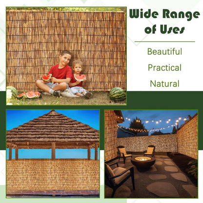 Barydat 4 Pcs 3 x 16.4 ft Bamboo Privacy Screen, Reed Fence Roller Patio Decorative Fences Reed Screen Curtain for Garden Backyard Patio Balconies