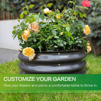 GARDMAX 2 Pack 2x2x1FT Galvanized Round Raised Garden Bed Kit, Metal Planter Boxes Outdoor with Easy Assembly, Large Garden Bed for Vegetables, Fruits, Flower, Herbs Dark Gray