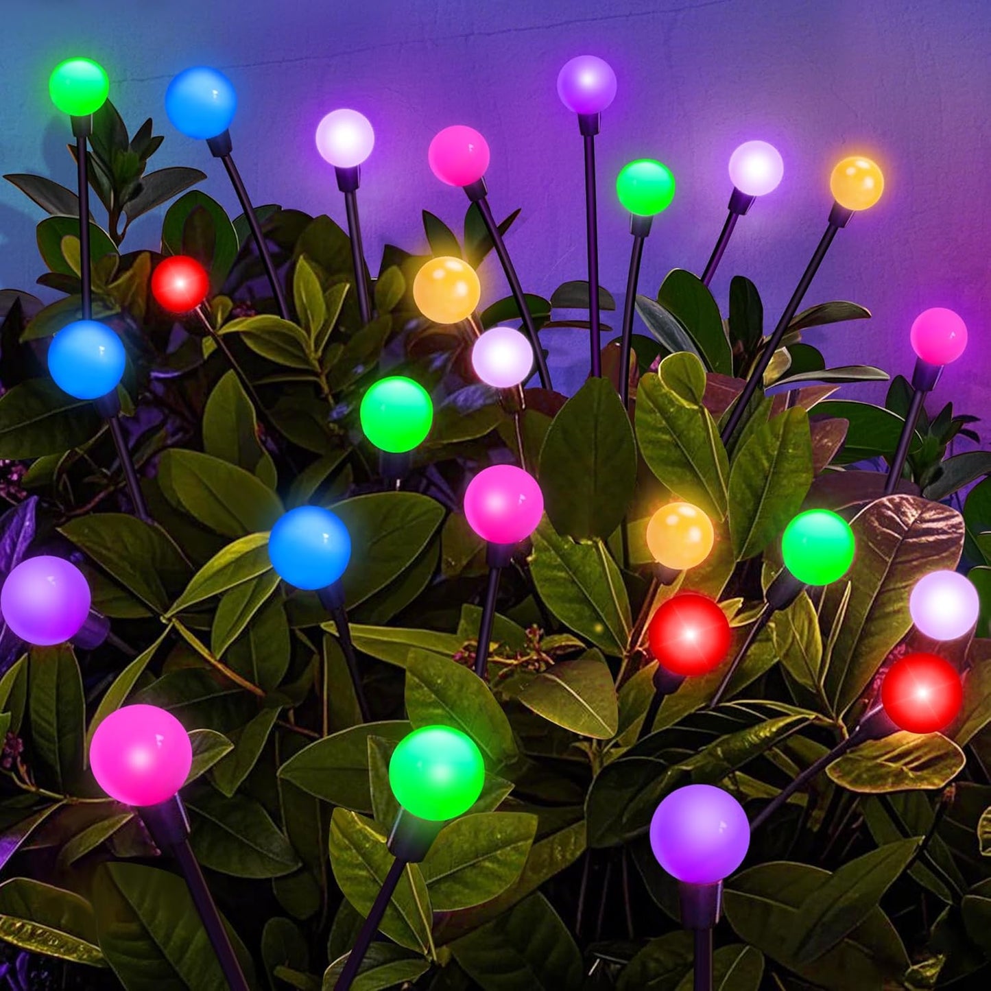 Solar Garden Lights Outdoor, 24 LEDs Solar Firefly Light, Multicolor Changing RGB Swaying Lights Outdoor Waterproof, 4 Pack 6 Heads Christmas Garden Decorative for Yard Patio Pathway Lawn Decor