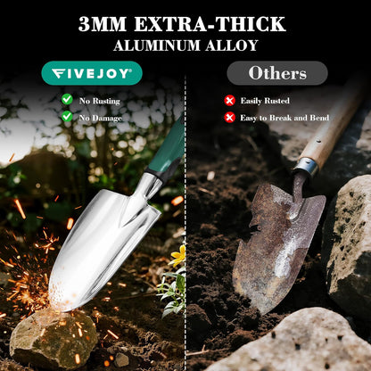 FiveJoy Garden Tool Set, 11 PCS Aluminum Gardening Hand Tools with Tote Bag, Ergonomic Handle, Gift for Women, Men, Mom, Dad, Garden Starter Kit