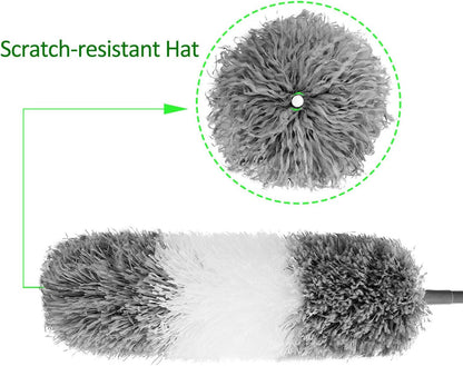 BOOMJOY Microfiber Feather Duster with Extendable Pole and Bendable Head, 100" Telescoping Duster for Cleaning Ceiling, Fan, Furniture