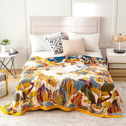 MSGKV Boho Throw Blanket Queen Size 90" x 90" Warm Blanket for Couch and Sofa Blankets Cover for Living Room Summer Throw Cozy Blanket