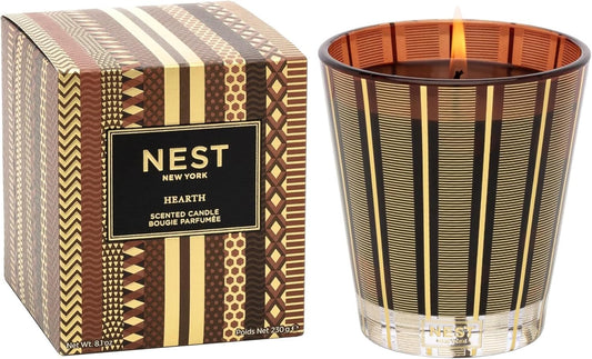 NEST New York Scented Classic Candle, Hearth - 8.1 oz - Up to 60-Hour Burn Time - Reusable Glass Vessel