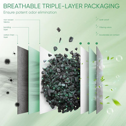 Activated Charcoal Odor Absorber,Large 4x200g w Hooks Nature Odor Eliminator for Strong Odor,Bamboo Charcoal Air Purifying Bags,Moisture Absorbers for Fresh Home Car Closet Pet,Smoke Smell Deodorizer