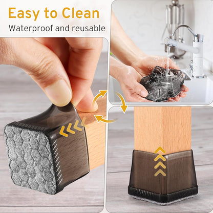 24PCS Square Chair Leg Floor Protectors, Furniture Sliders, Chair Leg Protectors for Hardwood Floors, Non-Slip Felt Furniture Pads, Silicone Cap Covers to Protect Floors, (Fit 0.75" - 1.1")