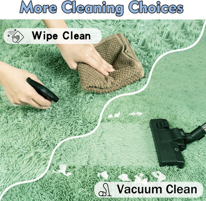 Rezutan Rugs for Living Room, Area Rug 6x9 Fluffy Rug Carpet, Soft Shaggy Modern Floor for Kids Boys Girls Bedroom, Plush Fuzzy Dorm Rug,Sage Green