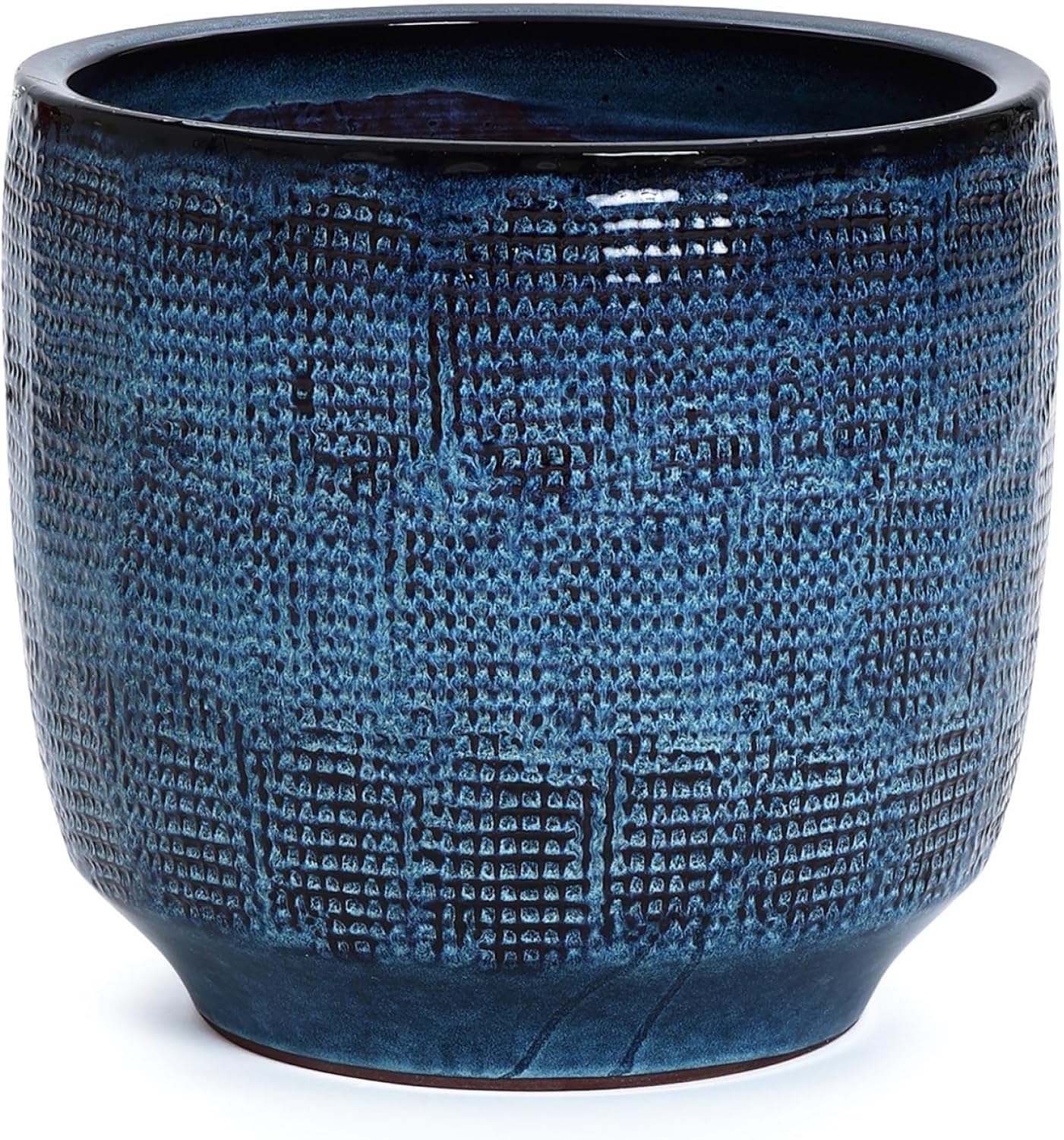 LuxenHome 15.5" Dia Large Ceramic Pots for Plants, Ocean Blue Glazed Planters for Outdoor Plants, Round Indoor Flower Pots with Drainage Hole and Rubber Plug for Home Garden Patio