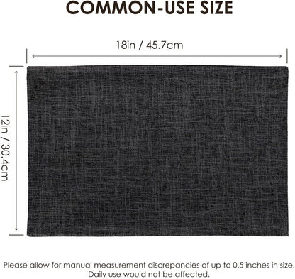 Placemats Set of 4, Bilayer Thickened Linen Place Mats Heat Resistant Machine Washable Wrinkle Free Carefully Selected Polyester Mats for Kitchen/Dining/Coffee Table (Charcoal Grey)