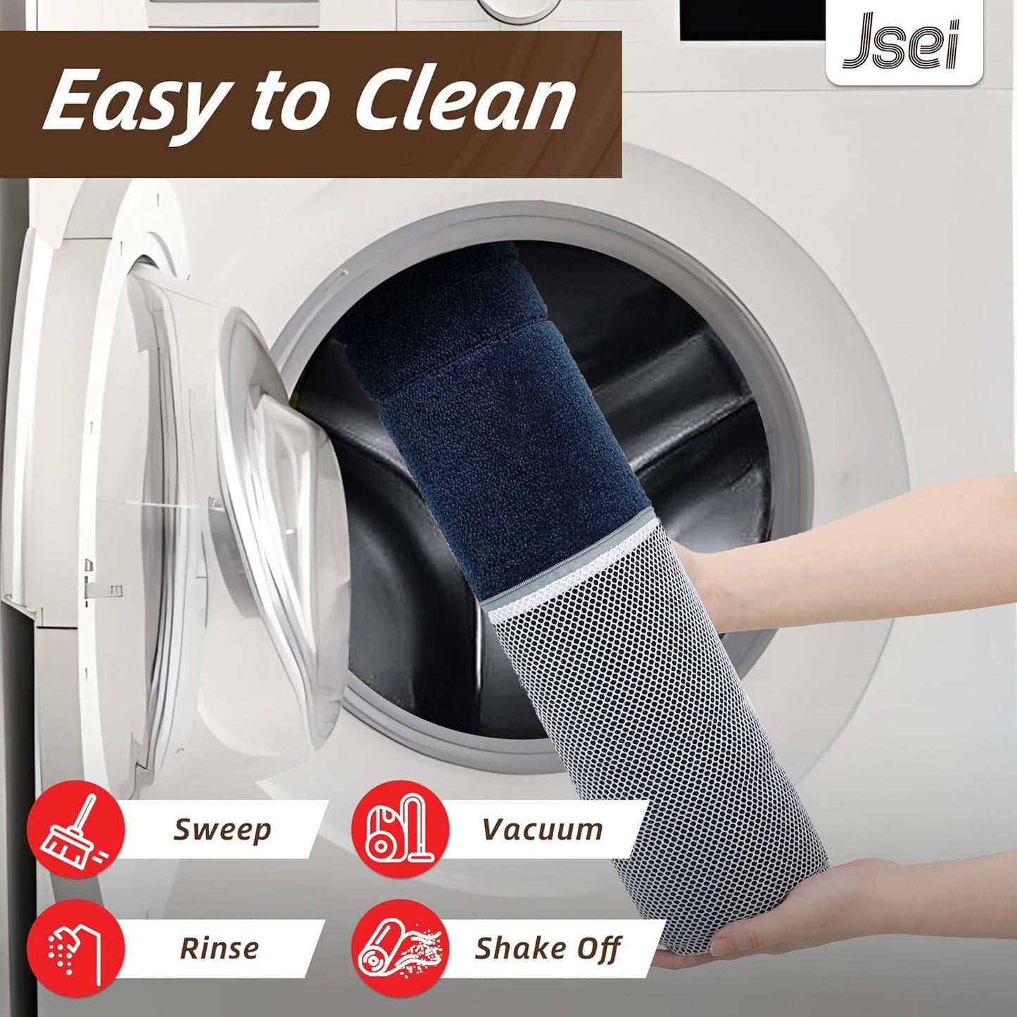 JSEI Entryway Rugs Doormat 24"x36", Non-Slip Dirt Trapper Door Mats Indoor, Washable Absorbent and Stain Resist Welcome Floor Mat for Front Door, Dog Door Mat, Muddy Wet Shoes & Paws, Navy Blue