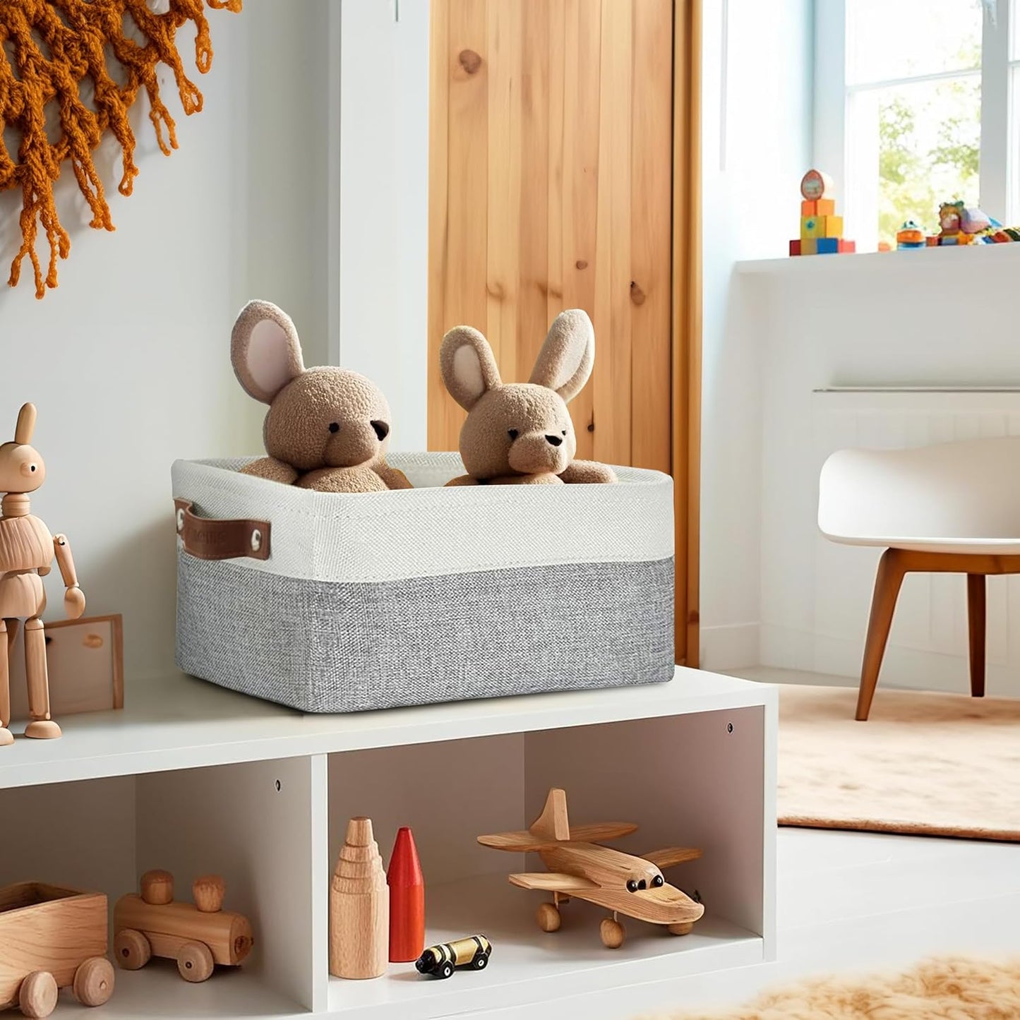 DECOMOMO Small Storage Basket, Closet Storage Bins, Baskets for Organizing Shelves (Grey & White, Small - 6 Pack)