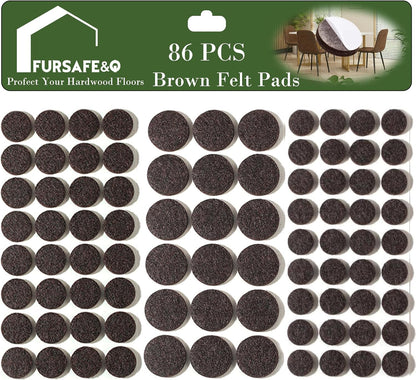 Fursafe&Q Felt Furniture Pads, Furniture Felt Pads for Hardwood Floors -Self Adhesive Chair Leg Floor Protectors, Protect Your Floors from Nicks, Bumps and Scratch, 86 Pcs Round Cabinet Door Bumper