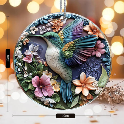 Jabihome Christmas Ornaments 2025, Exchange for Women, Men, Collectible Dated Year Ornaments for Tree, Unique Acrylic Suncatcher, Printed Stained Glass Effect Decor (Hummingbird)