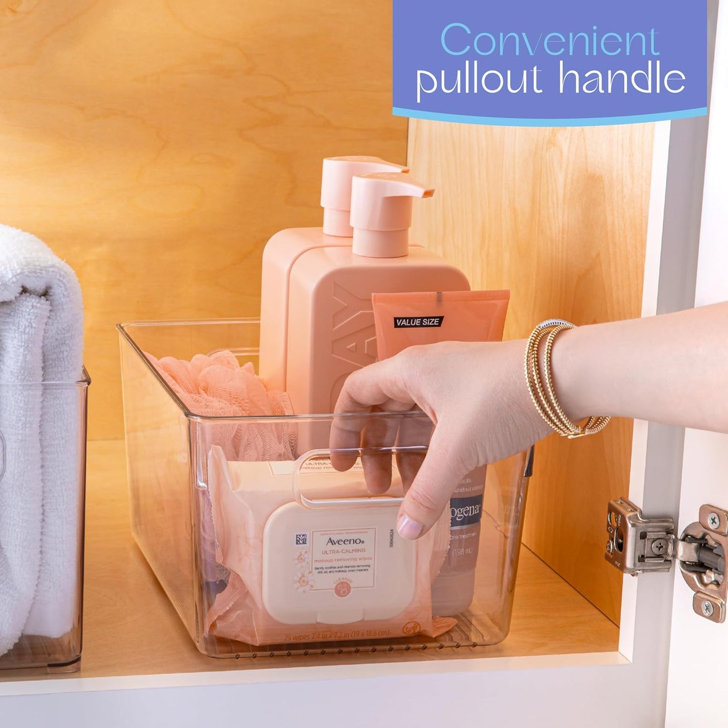 Plastic Food Storage 8 Pack Clear Container Bin with Handles for Organizing Kitchen, Pantry, Refrigerator, Freezer, Pantry, Cabinet, Closet, Bathroom. 10”x7.5”x5.3”