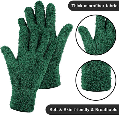 Patelai 3 Pairs Microfiber Plant Dusting Gloves Leaf Cleaning Gloves for Indoor Plants, Blinds, Furniture, House(Medium,Brown, Dark Green, Dark Red)