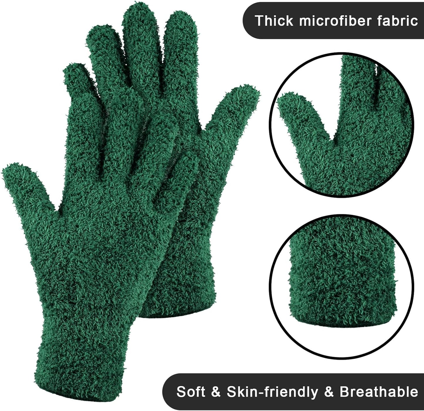 Bencailor 6 Pairs Microfiber Dusting Gloves, Dusting Cleaning Gloves Microfiber Gloves for Plants House Blinds Car Dust Mitt (Vintage Color,Medium)