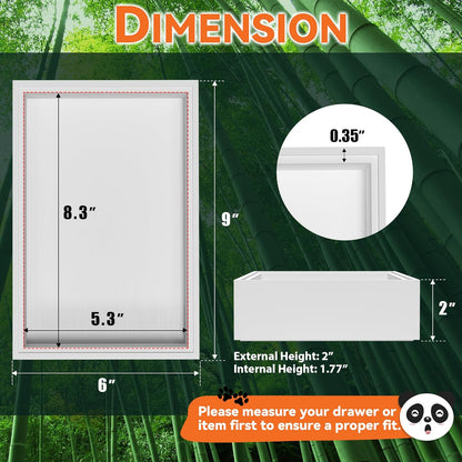 Bamboo Drawer Organizer, Cutlery Silverware Organizer for Kitchen Drawer, Stackable Utensil Organizer, 2 Pcs Flatware Organizer, Wooden Storage Box Tray (White, 9 X 6 X 2 Inch)