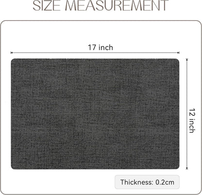 Romanstile Vinyl Placemats Set of 6-12 X 18 Inch - Heat Resistant Place Mats 100% Waterproof Oilproof Wipeable Reversible Faux Leather Table Mats for Kitchen/Dining/Party/Outdoor, Charcoal