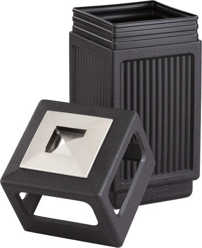 Safco Canmeleon Trash Can, 30 Gallons, Indoor and Outdoor Use, Durable & Weather-Resistant Commercial Garbage Can with Ashtray, Black